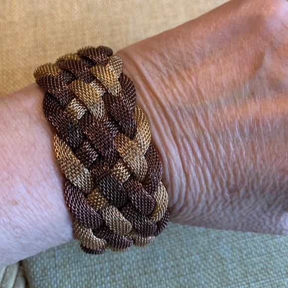 Jewelry - Woven Gold Silver Black Mesh Metal Fashion Statement Chunky Bracelet